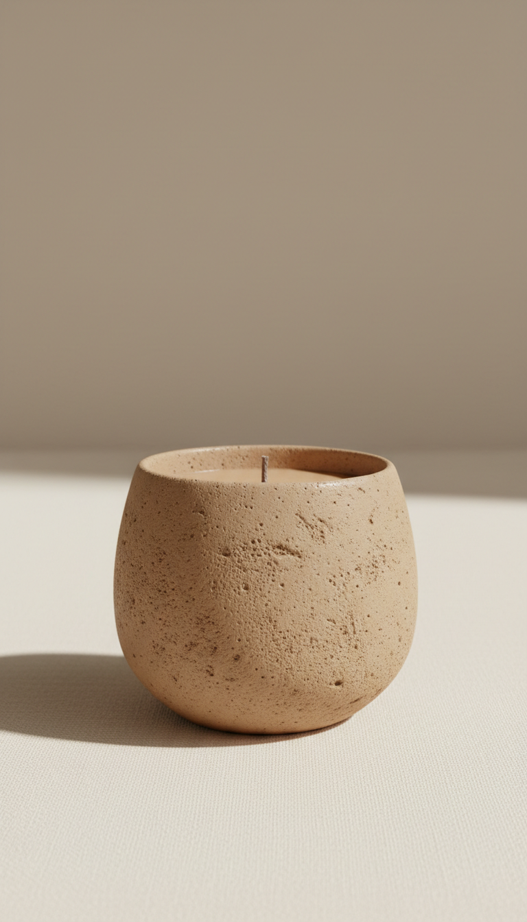 Velvet Ember Candle in Warm Taupe Ceramic
